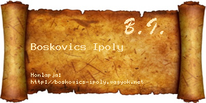 Boskovics Ipoly névjegykártya